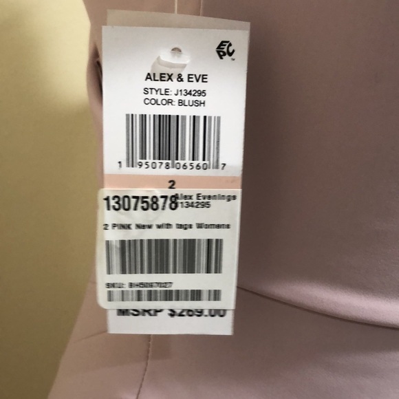 NWT Alex & Eve by Alex Evenings Maxi Dress Size 2 Blush Ruffle Gown - Picture 5 of 10
